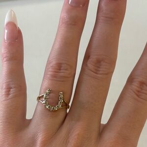 Vintage JRR 14K Solid Gold Genuine Diamond Horseshoe Ring Two-Tone Gold Size 4.5